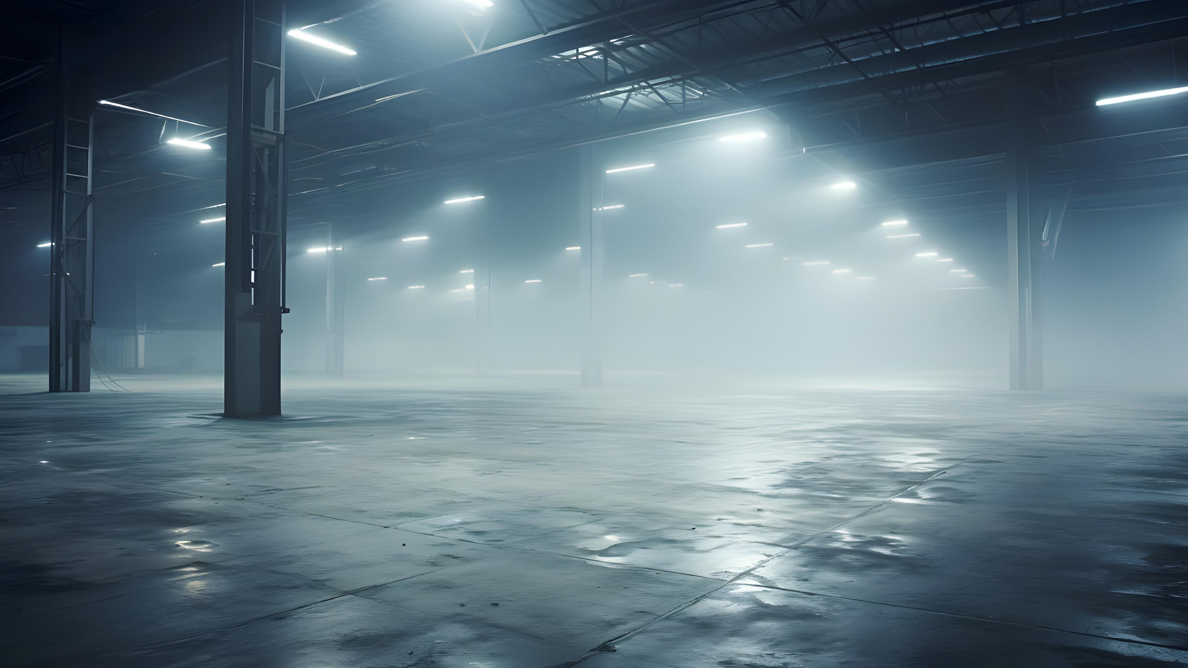 Backrooms Level 1 is a massive warehouse with concrete floors and